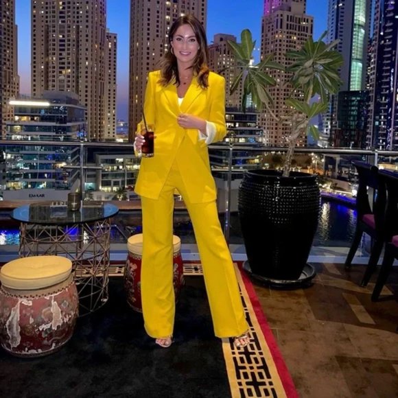 ZARA Textured Flared Pants Yellow - Picture 6 of 9